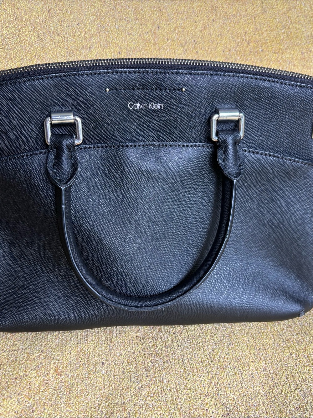 Calvin Klein Black Structured Faux Leather Tote